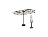Clihome Double-Sided Twin Patio Umbrella with Crank and Base