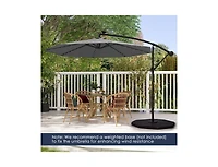 Clihome 10 Feet Solar Offset Hanging Umbrella with 40 Lamp Beads and Panel