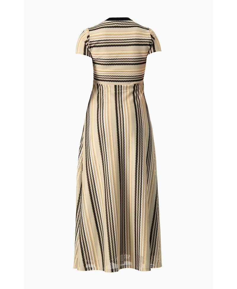 Ivonne Women's Chevron Stripe Crochet Knit Maxi Dress