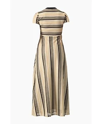 Ivonne Women's Chevron Stripe Crochet Knit Maxi Dress