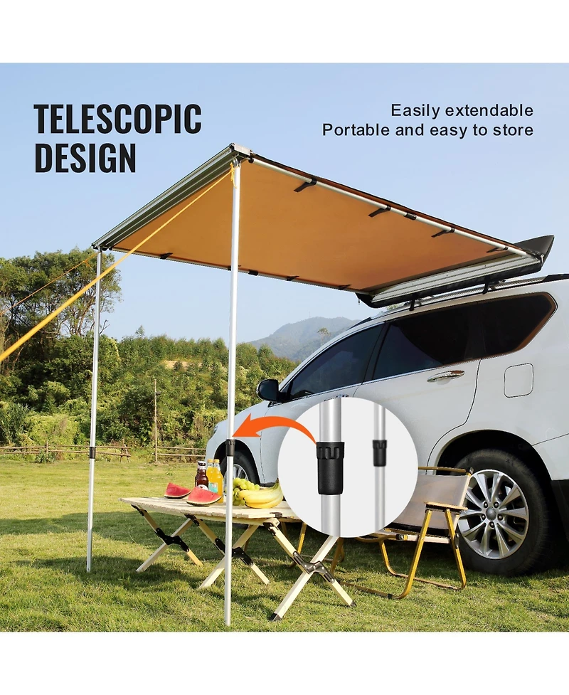 Vevor Vehicle Awning 4.6'x6.6' Shade Coverage Car Side Awning PU3000 mm UV50+