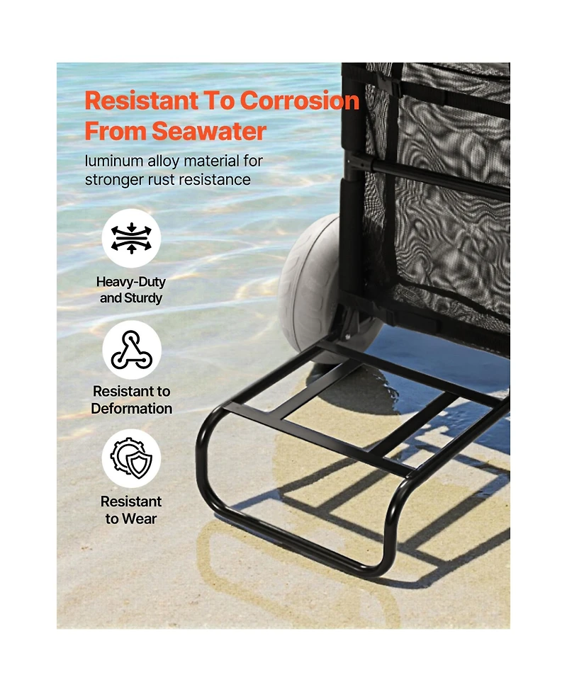 Vevor Beach Dolly with Big Wheels for Sand 9 in Balloon Wheels Beach Gardening