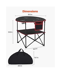 Vevor Folding Portable Camping Table Oxford Outdoor Picnic RoundTable 4 Cup Holders