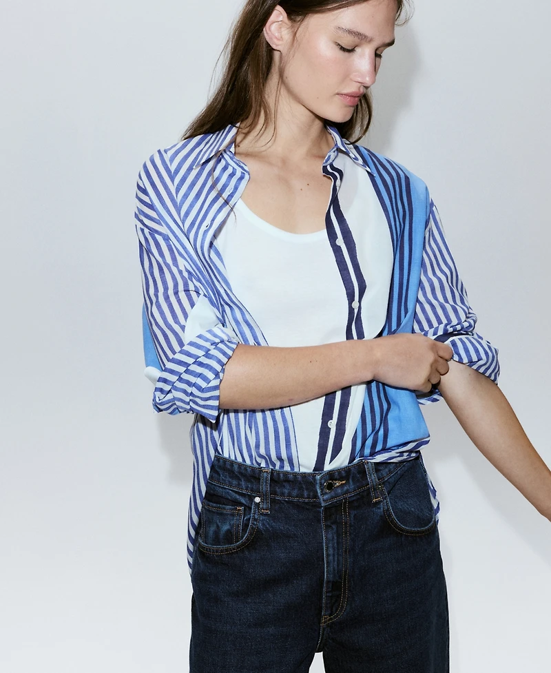 Mango Women's Cotton Striped Shirt