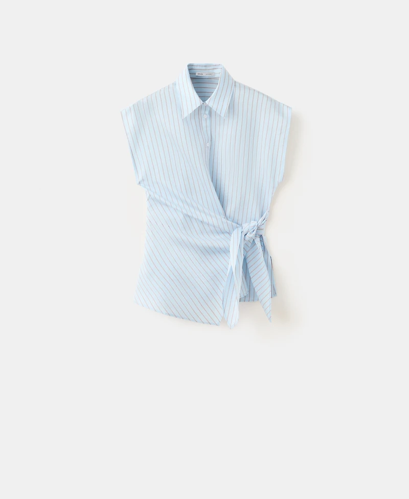 Mango Women's Tie Detail Lyocell Striped Shirt