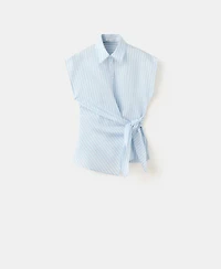 Mango Women's Tie Detail Lyocell Striped Shirt