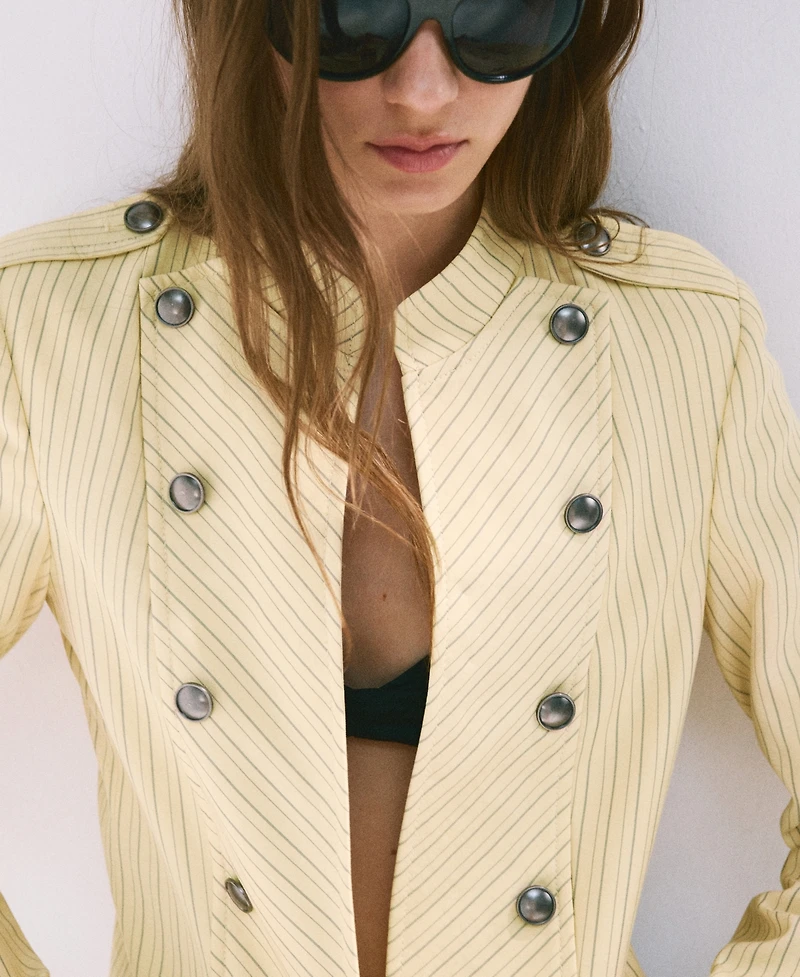 Mango Women's Buttons Pinstripe Jacket