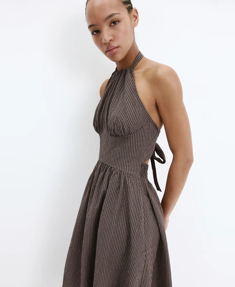 Mango Women's Gingham Halter Dress