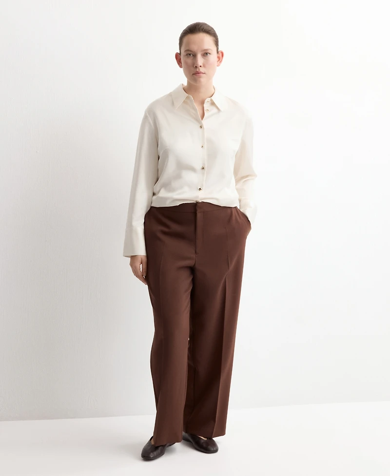 Mango Women's Satin Finish Flowy Shirt