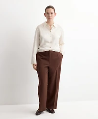 Mango Women's Satin Finish Flowy Shirt