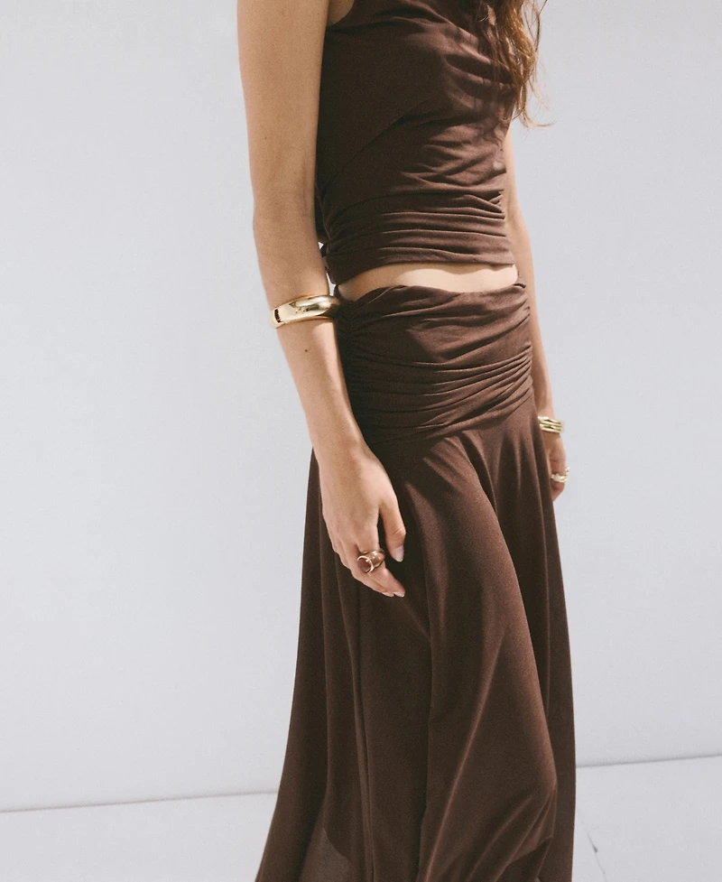 Mango Women's Asymmetrical Chiffon Skirt