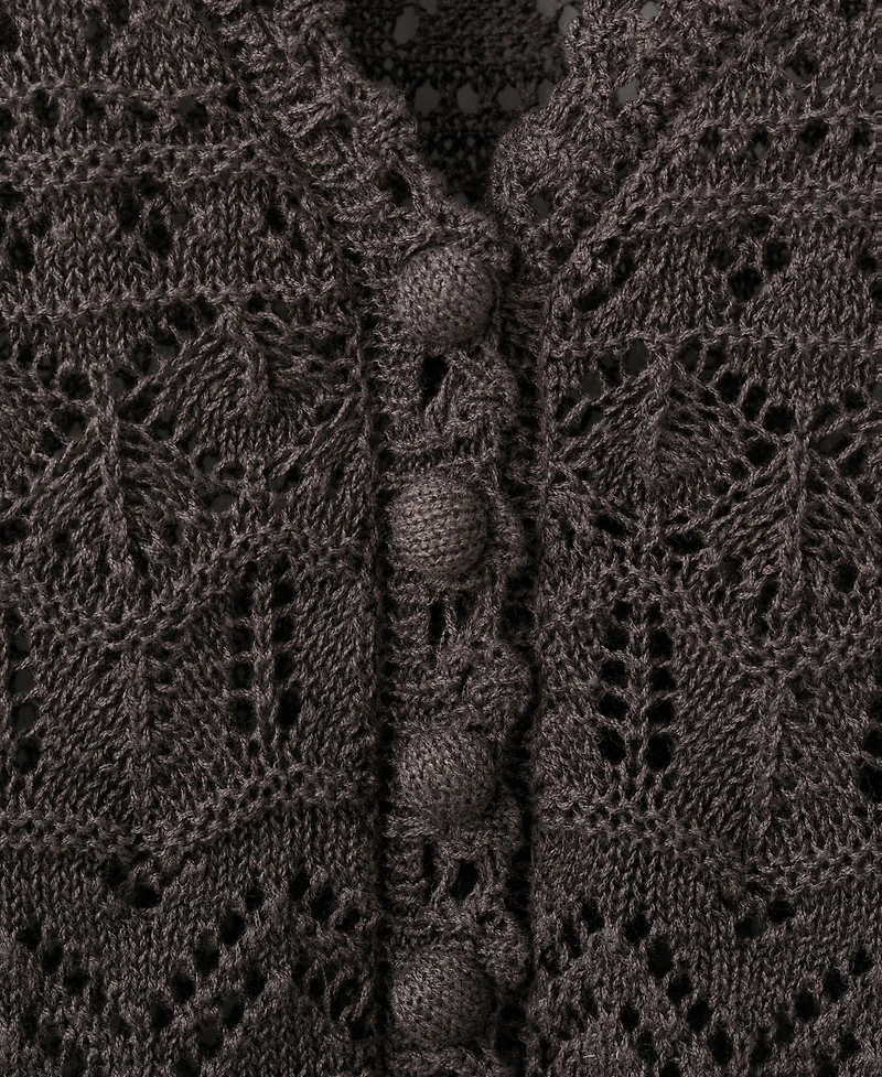 Mango Women's Short-Sleeve Open-Knit Cardigan sweater