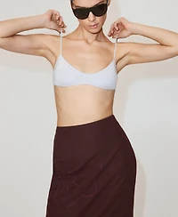Mango Women's Floral Embroidered Linen Skirt