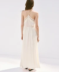 Mango Women's Openwork Embroidery Crinkled Dress