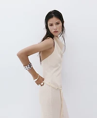 Mango Women's Belted Knit Halter Dress