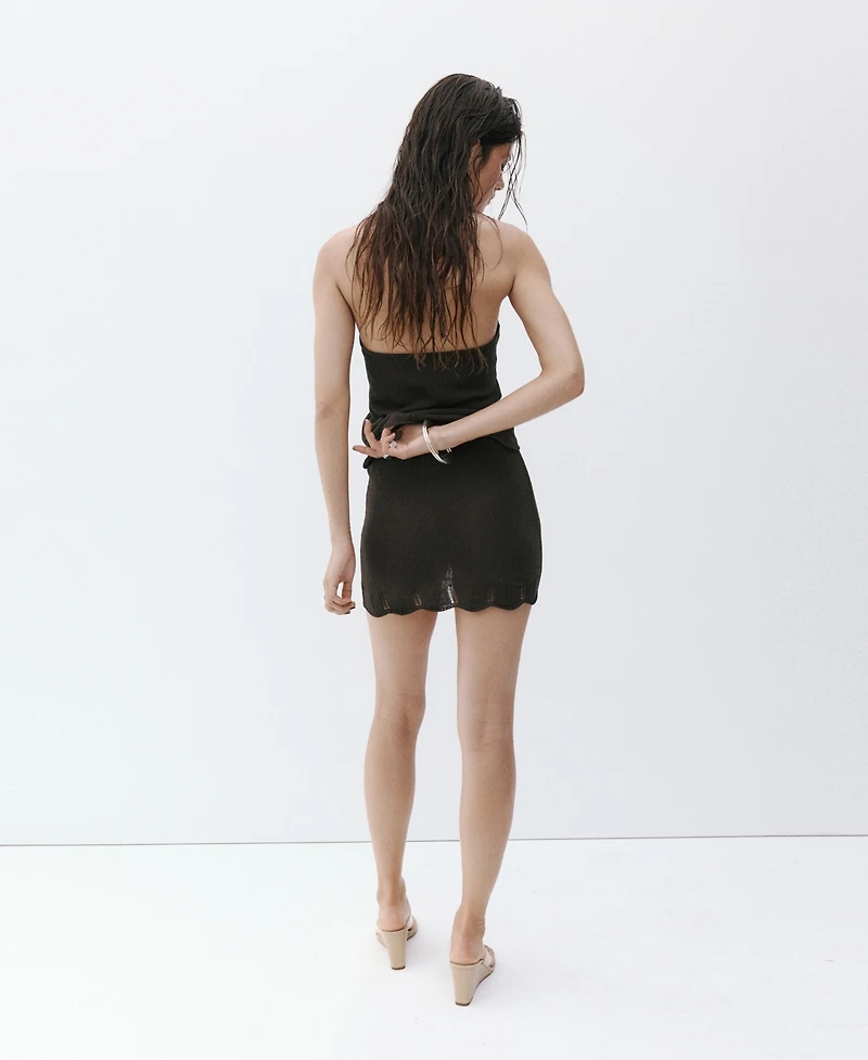 Mango Women's Scalloped Hem Crocheted Skirt