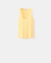 Mango Women's Lace Detail Ribbed Top