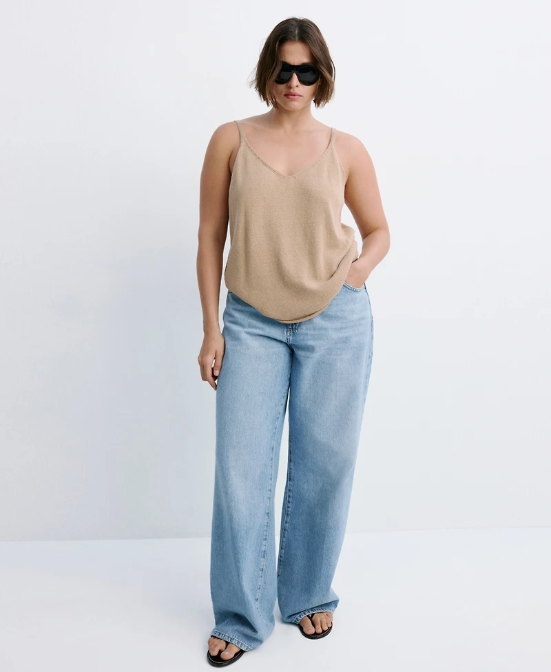 Mango Women's Danila High-Waisted Wide Leg Jeans