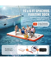 Vevor Inflatable Floating Dock 15x6FT Inflatable Dock Platform Mat with Ladder
