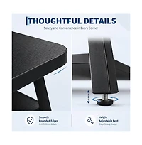 homfan Wood Coffee Table Indoor Outdoor with Iron Legs