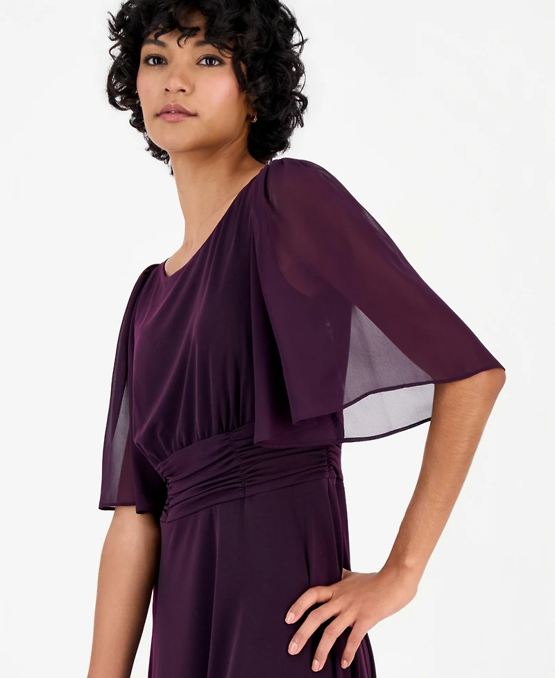 Connected Petite Flutter-Sleeve Midi Dress