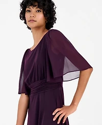 Connected Petite Flutter-Sleeve Midi Dress