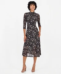 Robbie Bee Petite Floral Chiffon Midi A-Line Dress