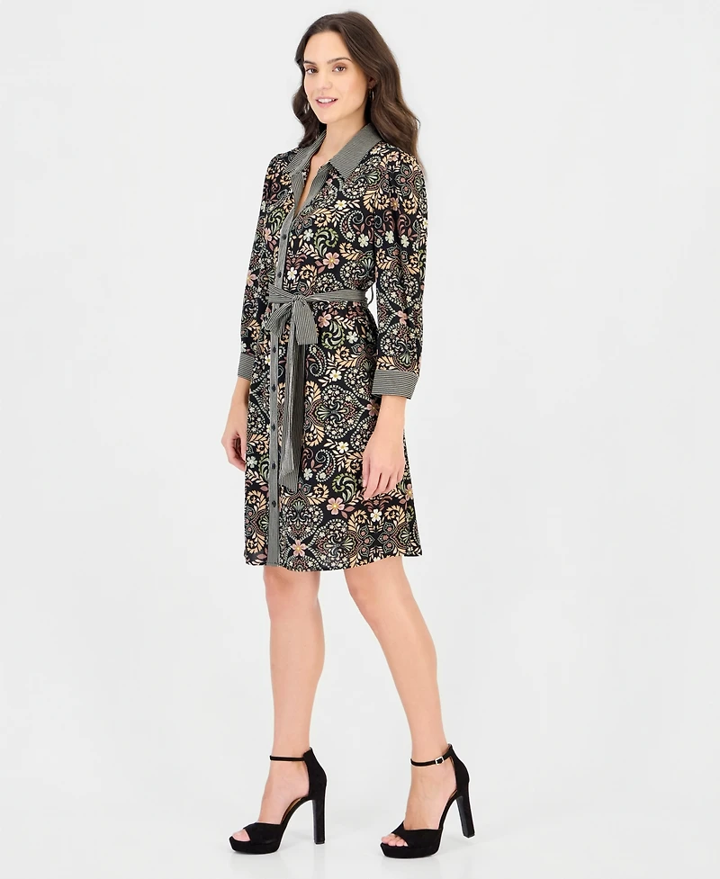 Robbie Bee Petite Scuba Crepe A-Line Shirt Dress