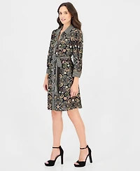 Robbie Bee Petite Scuba Crepe A-Line Shirt Dress