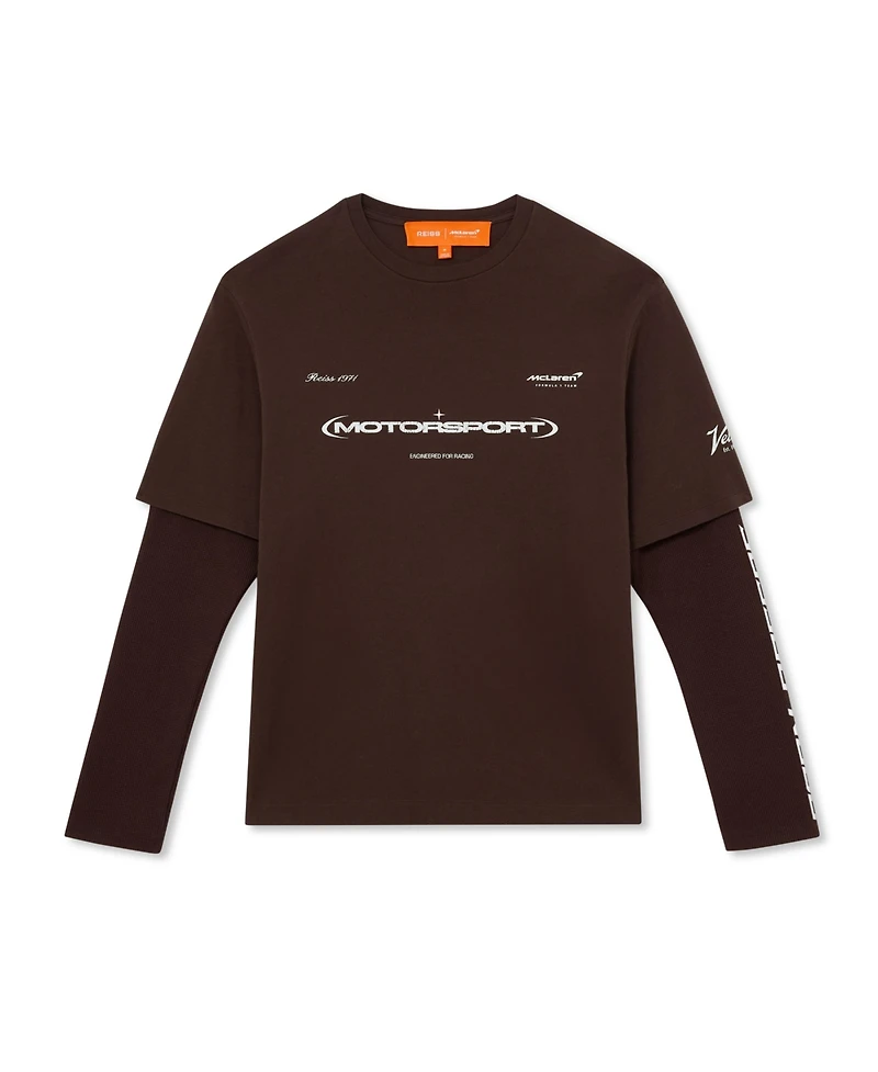 Reiss Men's Rovik McLaren Racing Double-Layer Relaxed T-Shirt Unisex-Fit