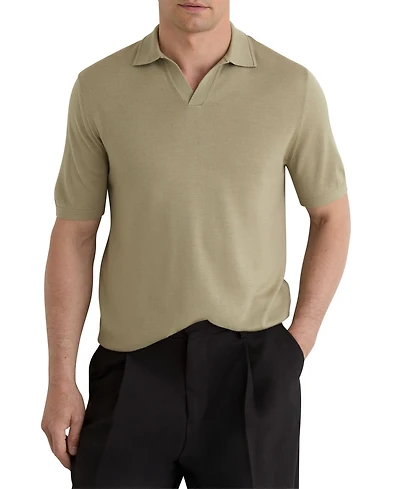 Reiss Men's Duchie Merino Wool Open-Collar Polo Shirt