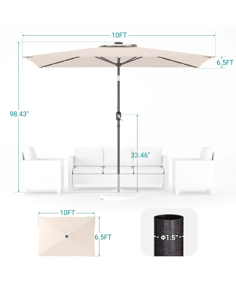 Sonkuki Enhance Your Outdoor Oasis with 10x6.5Feet Led Rectangular Patio Umbrella - Stylish, Durable, and Sun-Protective!