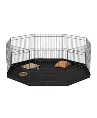 Vevor Dog Playpen 8 Panels Foldable Metal Dog Exercise Pen with Bottom Pad 24" H