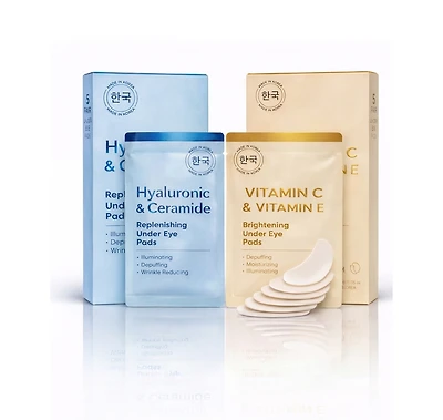 Lovery Under Eye Masks Duo - Korean Skincare Under Eye Pads with Vitamin C, E, Hyaluronic and Ceramide for Hydration and Brightening Treatment