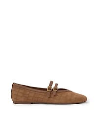 Reiss Women's Eliza Croc Embossed Ballet Shoe
