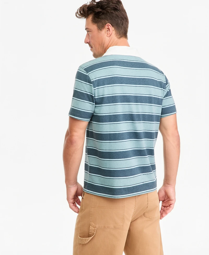 Sun + Stone Men's Short-Sleeve Striped Rugby Shirt, Macy's Exclusive
