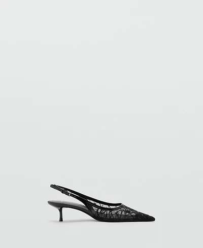 Mango Women's Kitten-Heel Sequins Embroidered Shoes
