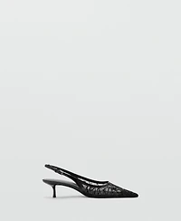 Mango Women's Kitten-Heel Sequins Embroidered Shoes