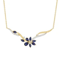 Macy's Lab-Grown Sapphire (1-3/4 ct. t.w.) & White Sapphire (3/8 ct. t.w.) Pendant Necklace in 14k Yellow Gold-Plated Sterling Silver