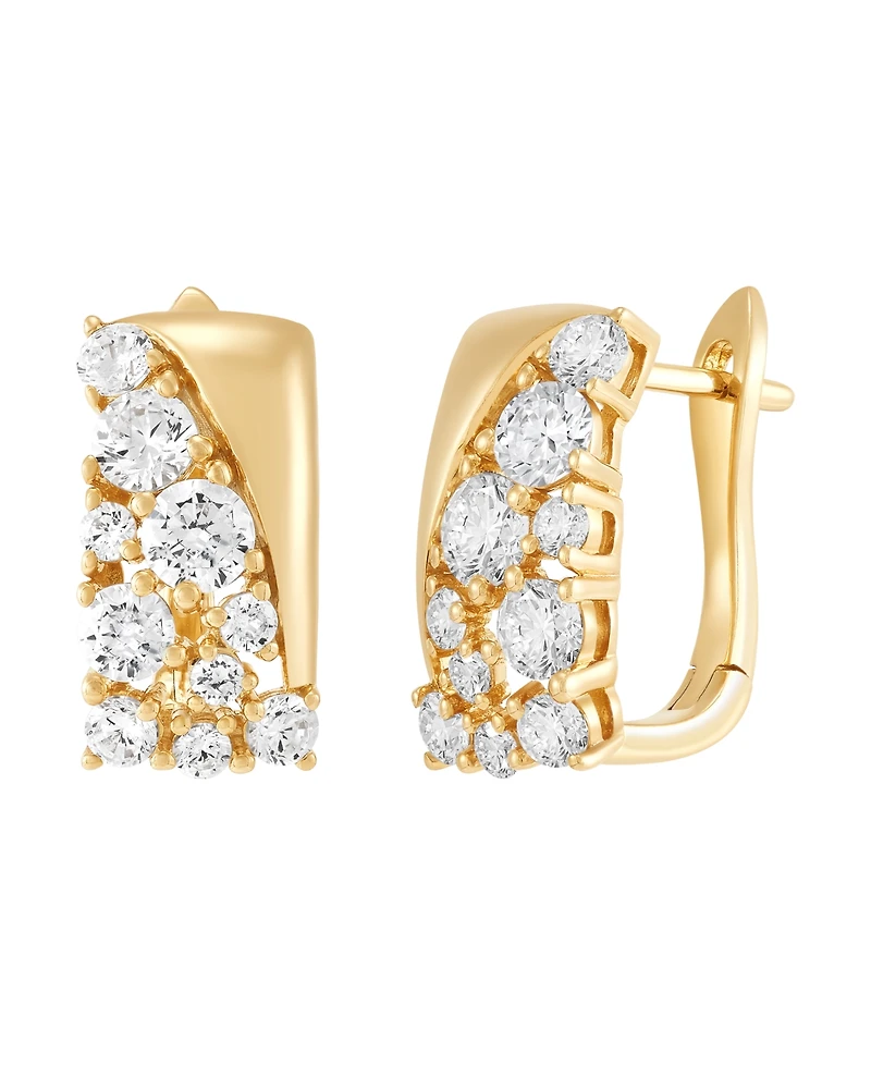Macy's Lab-Grown White Sapphire (2 ct. t.w.) Hoop Earrings in 14k Yellow Gold-Plated Sterling Silver