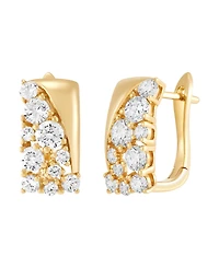 Macy's Lab-Grown White Sapphire (2 ct. t.w.) Hoop Earrings in 14k Yellow Gold-Plated Sterling Silver