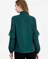 Anne Klein Women's Bow Tie Long-Sleeve Ruffle Blouse