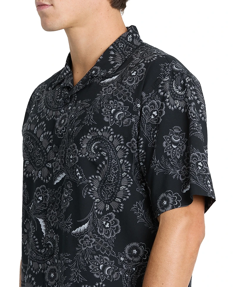 Quiksilver Men's Cotton Viscose Blend Collared Button-Up Shirt