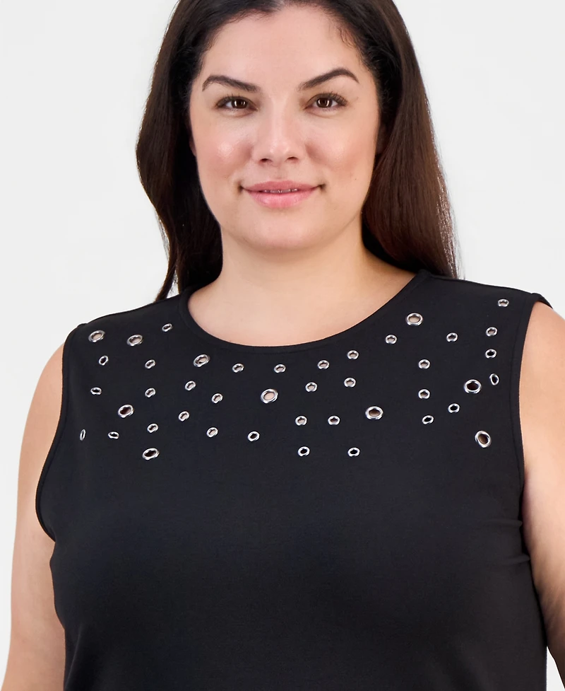 Anne Klein Plus Sleeveless Grommeted Top
