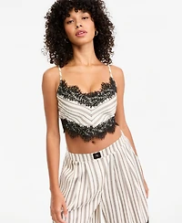 Bar Iii Women's Pinstripe Satin V-Neck Sleeveless Top, Macy's Exclusive