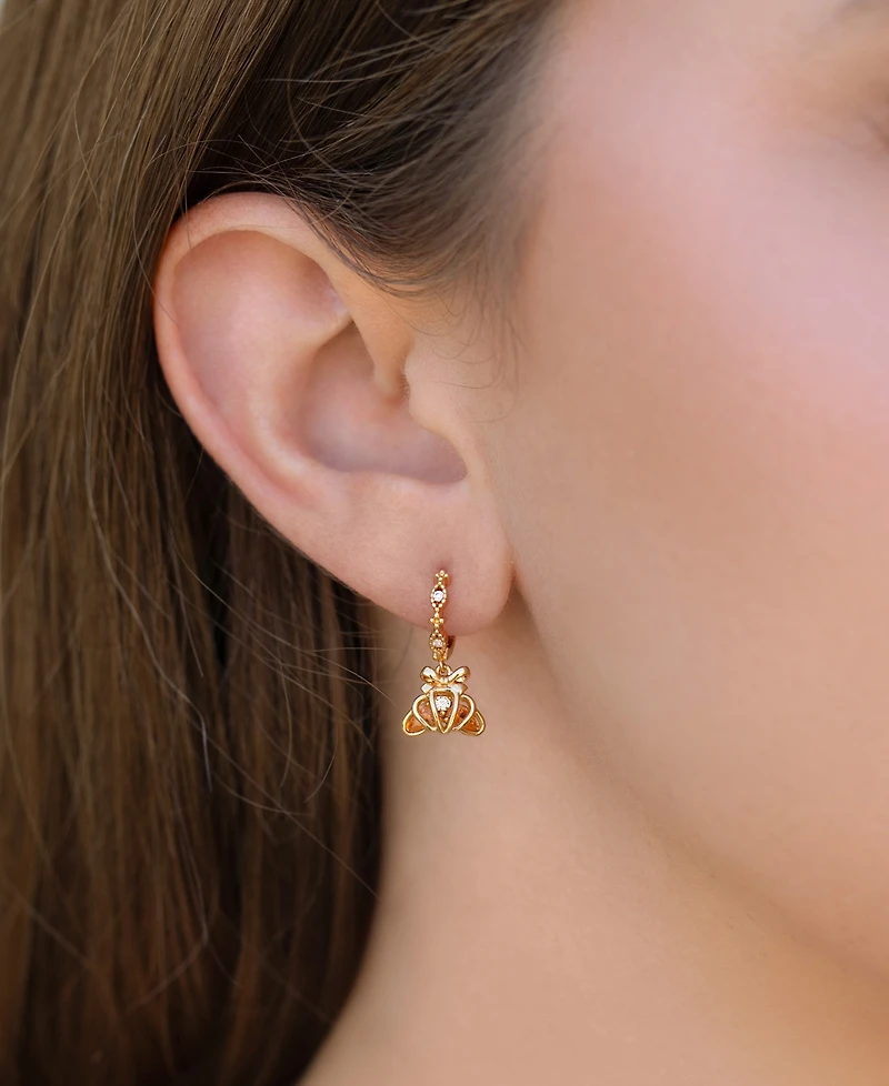 Girls Crew Crystal Croissant Dangle Hoop Earrings