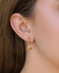 Girls Crew Crystal Croissant Dangle Hoop Earrings