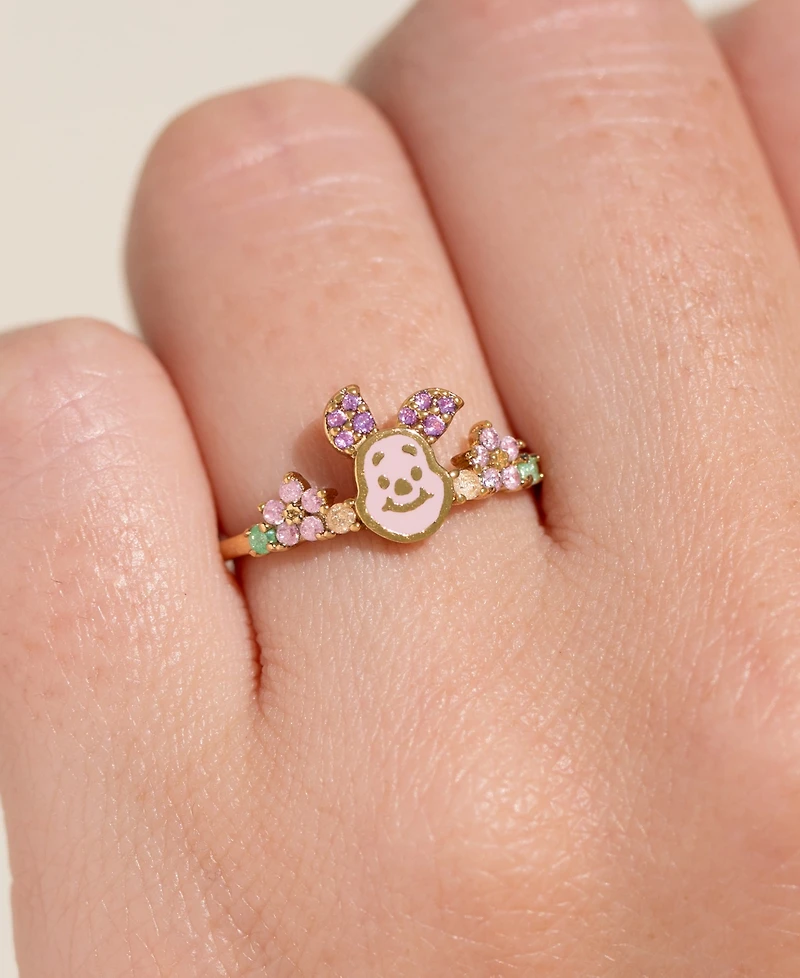 Girls Crew Gold-Plated Crystal Disney Piglet Ring