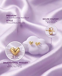 GiGiGirl Minimalist Heart Stud Earrings White Gold Plated, 14K or 18K Rose Plated