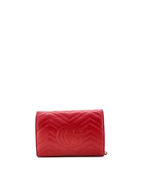 Pre-Owned Gucci Mini Gg Marmont Chain Wallet Matelasse Leather